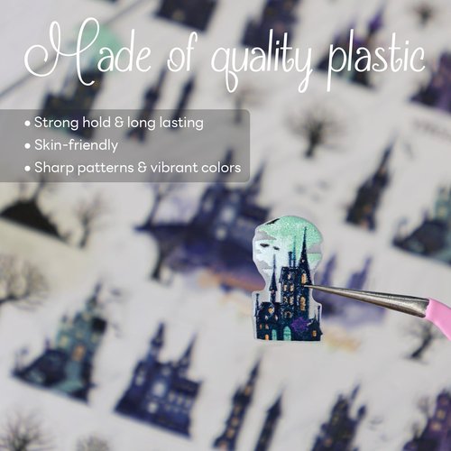 Halloween Nail Stickers for Nail Art - Terror Cabin Nail Art Sticker Halloween 5D Embossed Nail Decals Self-Adhesive Nails Supply Manicure Stickers for Nails Decoration