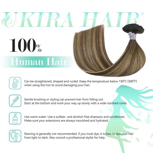 Ukira Balayage Clip in Hair Extensions Real Human Hair, 12 Inch 75g 4/27/4 Chocolate Brown to Caramel Blonde Ombre Human Hair Extensions, Natural Straight Remy Human Hair Clip ins for Women