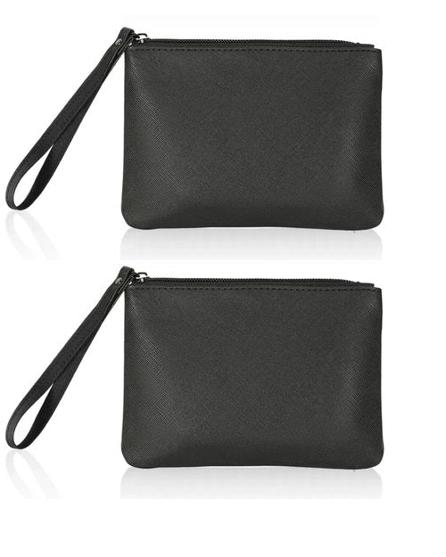 SeBUCUOO 2 Pack Small Zipper Pouch Mini Makeup Bag for Purse Lipstick Cosmetic Travel Make Up Organizer for Women Essentials, Car Change Coin Holder 4.5 x 6.5 Clutch Stadium Approved Wristlet, Black
