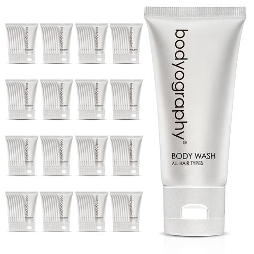 World Amenities - Bodyography blanc- Bulk Body Wash | 50 Count, 1.4oz | Vanilla White Tea, Mini Travel Size Toiletries (100% Recyclable Tube with Flip Top Cap) Hotel Amenities.