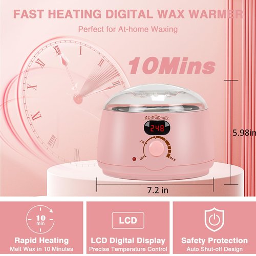 Waxing Kit -Digital Wax Warmer Machine for Hair Removal with 4 Packs of Hard Wax Beads & Silicone Pot for Full Body, Legs, Face, Eyebrows, Bikini, Brazilian at Home Waxing Kit for Women Men