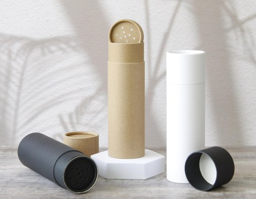 GreenWay 4oz / 115g Small Kraft Paper Shaker Tubes with Sifters & Lids - 10 Pack Biodegradable Containers for Powdered Cosmetics - Fully Compostable Spice Sifting Tubes – White