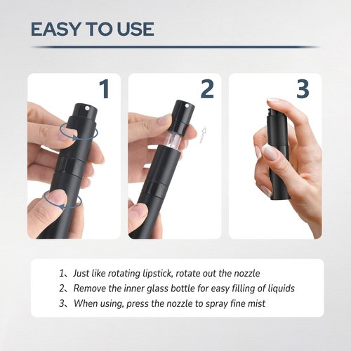 Fusupak Perfume Atomizer Travel Bottle Refillable: Cologne Sprayer Portable for Men - Mini Spray Empty for Refill - 8ml Small Size Blue