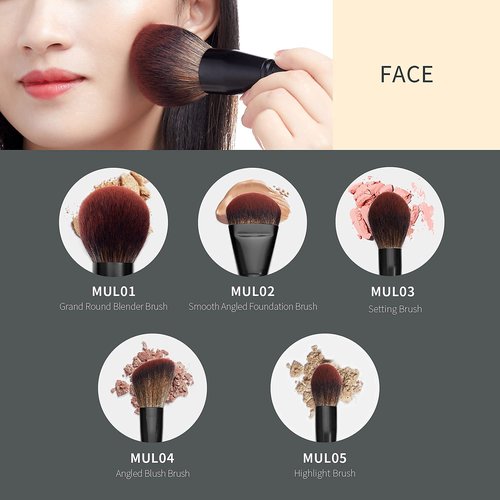 Jessup Eyeshadow Brushes Set Bamboo 15pcs T137 with 5pcs Makeup Artist Large Face Makeup Brushes Set T273