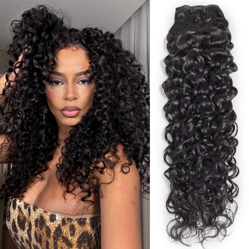 Water Wave Human Hair Bundles 16 Inch 12A Double Weft Wet and Wavy Bundles Human Hair Raw Bundles Human Hair Quick Weave Hair Bundles Natural Black