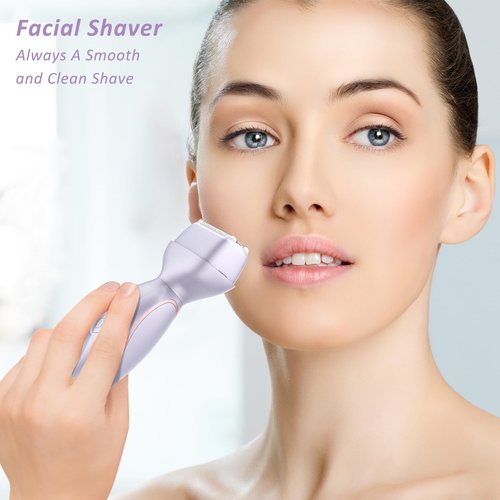 Electric Razors for Women Face Full Body, 2-in-1 Bikini Trimmer and Shavers for Womens Legs Arms Underarm Pubic Hair, Comfort Smooth Lady Body Trimmers IPX7 Waterproof Wet and Dry, USB-C Rechargeable