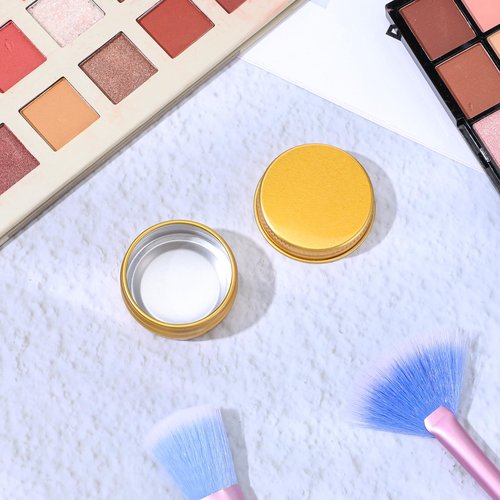 WLLHYF 6 Pack 0.5 oz Metal Round Aluminum Tin Jar Containers with Screw Lid Leak Mini Proof Refillable Bottle Salve Tins Lip Balm Lotion Spice Cream Box for Cosmetic (Gold)