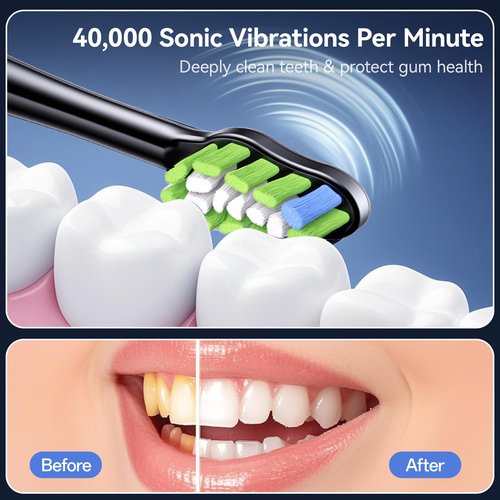 ECEOLAN Sonic Electric Toothbrush, Rechargeable Travel Toothbrush Set, IPX7 Waterproof Power Toothbrush with Case, 8 Brush Heads, Charger, 2-Min Smart Timer, One Charge for 60 Days(White)