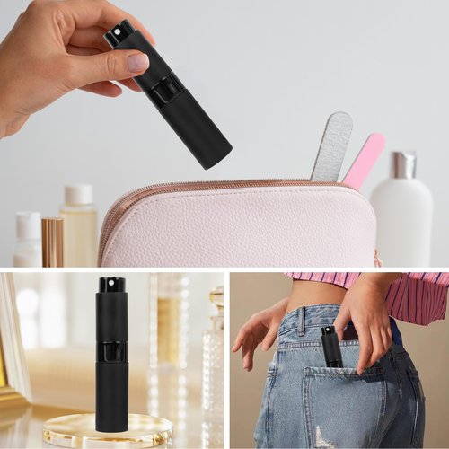 Xohairp 8ML Perfume Atomizer Travel Spray Bottles Refillable Portable Sprayer Mini Spray Empty for Refill Dispenser (3PCS, Black)