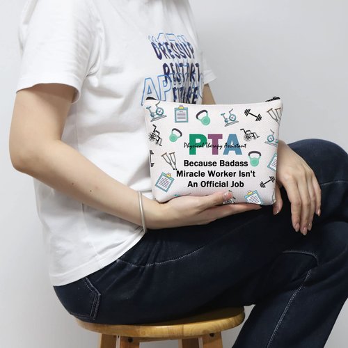 MNIGIU PTA Cosmetic Makeup Bag Physical Therapy Assistant Gift Physical Therapist Appreciation Gift PTA Graduation Gift (PTA Bag)