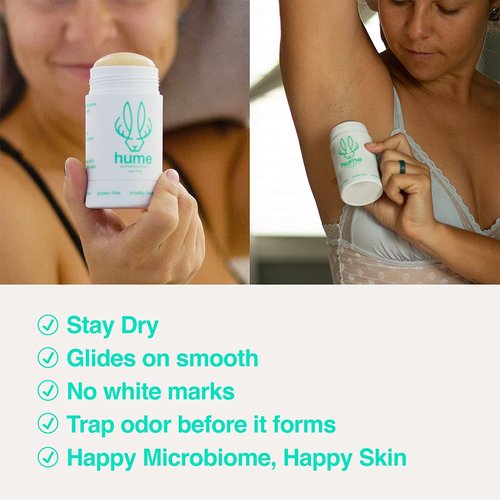 Hume Supernatural Aluminum Free Deodorant for Women & Men - Probiotic and Plant-Based, Long-Lasting Moisture Absorbing - Clean and Effective (Desert Bloom, Amber Woods & After Rain)
