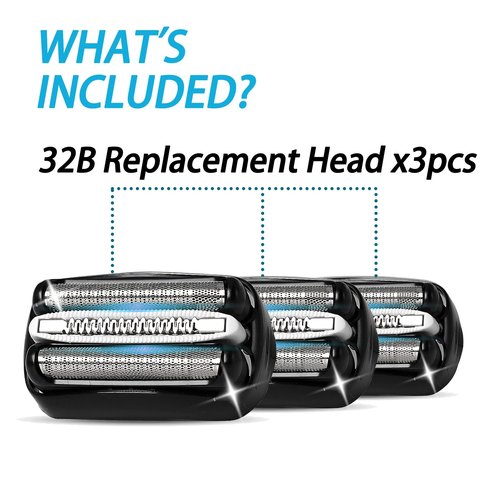 VIDSA 3 Pack 32B S3 Electric Replacement Heads for All Series 3 Shavers, Suitable for S3 3040s 3080s-4 370cc 3070cc 3000s 3010, 3090cc Etc.