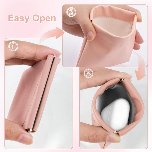 ZooviHyvi 4 PCS Small Makeup Bag for Purse, Mini Portable Pocket Cosmetic Bag, Travel Pouches for Women, Lipstick Pouch for Purse, Mini Makeup Organizer for Coins Cards Jewelry(pink)