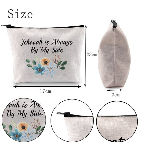 POFULL JW Baptism Gift Jehovah is Always By My Side Cosmetic Bag JW Pioneer Gifts (Jehovah By My Side)