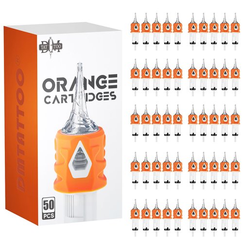 50Pcs Assorted Tattoo Cartridge Needles Mixed Size #12 Round Liner Shader Magnum - 3RL 5RL 7RL 9RL 7RS 9RS 9RM 15RM 9M1 15M1 Disposable Membrane Tattoo Needles Cartridges for Tattoo Machine Supplies