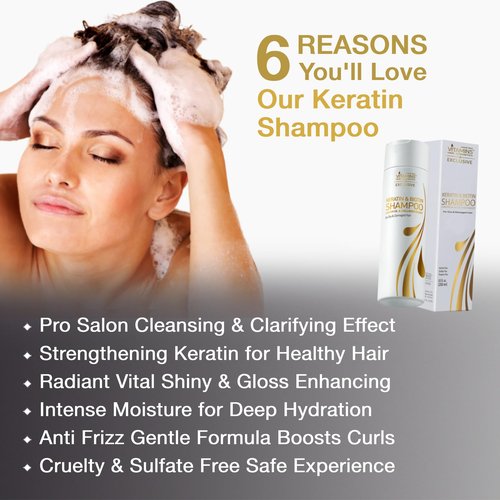 VITAMINS hair cosmetics Keratin Serum & Shampoo Kit, Weightless Heat Protectant Anti Frizz Serum & Protein Clarifying Shampoo Set for Color Treated Frizzy Dry Damaged Hair & Scalp, Shine & Gloss Boost