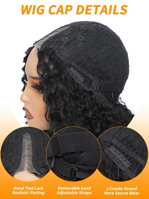 TENACOO Ombre Brown Glueless Curly Wig Brown Highlight Synthetic Lace Front Wig 24 Inch Deep Wave 4x1 Lace Closure Dark Brown Long Curly Wigs for Black White Women (Ombre Brown-24 Inches)