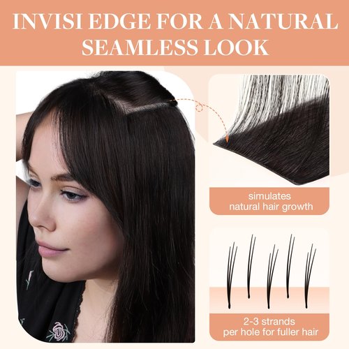 GOO GOO Invisi Edge Tape in Hair Extensions Human Hair, 2 Dark Brown, 10pcs 20inch 30g, Virgin Remy Hair, Seamless Injected Tape, Natural Look