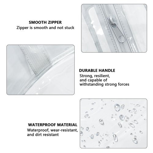 TotePrint Large Clear Butterfly Cosmetic Bag and Travel Pouch with Handle,Durable PVC Material,Zipper Design-Ideal for Makeup,Travel Essentials (Clear)