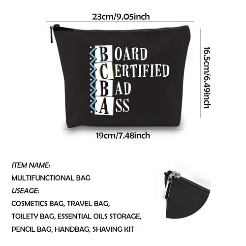 Generic WCGXKO Funny Behavior Analyst Gift BCBA Gift Board Certified Bad Ass Zipper Pouch Cosmetics Bag (BOARD CERTIFIED BAD ASS)