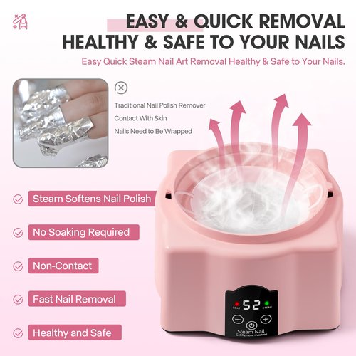 Automatic Upgraded Gel Nail Polish Removal Electric Steam Remover Machine Set, Various Gel Nail Chips Without Harming Hands Remover Tools Set