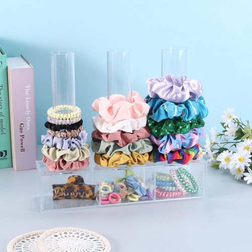 OAOLEER Scrunchie Holder Stand,Clear Jewelry Organizer for Teen Girl Women Gifts, Hair Scrunchies Display Organizer