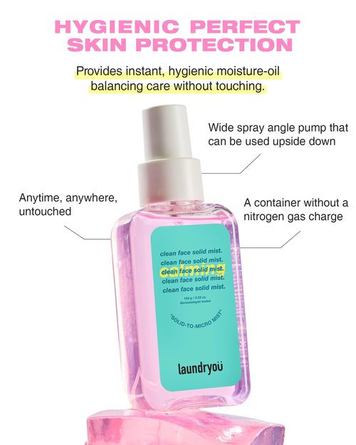 LAUNDRYOU Clean Face Solid Mist - Calming, Hydrating, and Moisturizing Gel-To-Mist Dermatologist Tested Hypoallergenic Facial Spray for Redness Relief and Soothing Irritated Skin - (3.38 fl. oz.)