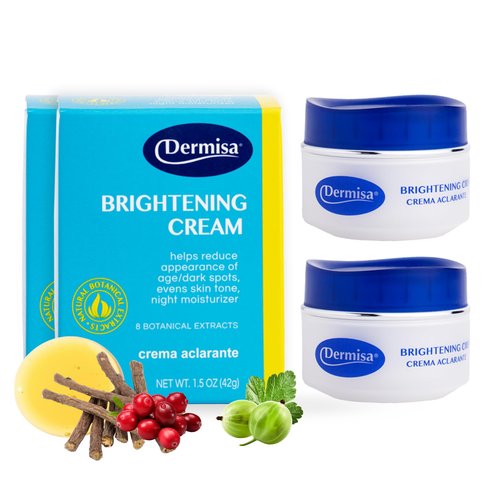 Dermisa Brightening Cream with 4 Natural Botanical Extracts | Helps to Brighten and Hydrate Skin | Contains Kojic Acid, Licorice Extract, Arbutin and Indian Gooseberry (AMLA) | 1.5 OZ | Pack of 2
