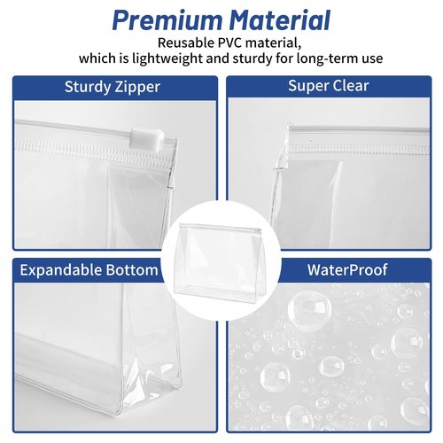 Ohuimrt 24 PCS Mini Clear Makeup Bags Bulk 7.9" x 5.9"x 2" Small Waterproof Travel Toiletry Bags Plastic Organizer Pouches with Zipper for Cosmetics, Swimsuit, Bikini, Women Men Vacation