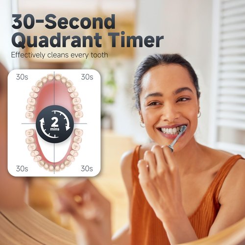 New Wave Oscillating Electric Toothbrush, Vibrating Wave Oral Brush, IPX7 Waterproof, Type-C, Gifts for Adults and Kids, Includes 3 Brush Heads and Wall Mount Bracket, Black