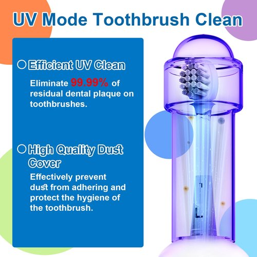 Acelike UV Self Clean Kids & Toddlers Electric Toothbrush | Improve Safe and Hygiene | Soft Bristles | Easy-Grip Silicone Handle | 4 Modes & 2-Min Timer | One Charge Last 60 Days | Age 3+ (Blue)
