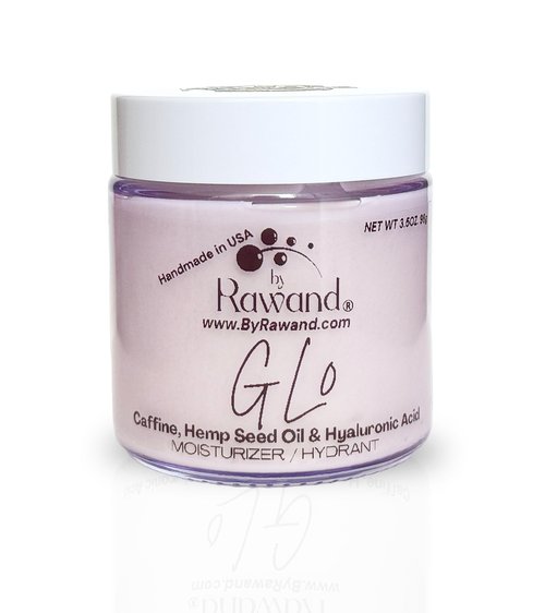 ByRawand Gl0 All Natural Caffine Face Cream & Moisturizer Reduce Eye Puffiness and Pigmentation with Caffeine, Hemp Seed Oil and Hyaluronic Acid, Handmade in USA