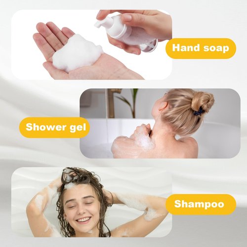 BienBion 2oz Travel-Sized Foaming Pump Bottles, 4PCS Empty Foam Pump Bottle, Refillable Travel Size Mousse Bottle, Hand Soap Shampoo Lash Shampoo Foaming Soap Dispenser, BPA Free(Clear)