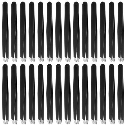48 Pieces Eyebrow Tweezers Bulk Stainless Steel Slanted Tip Precision Tweezers for Facial Hair, Blackhead and Tick Remover, Men and Women Professional