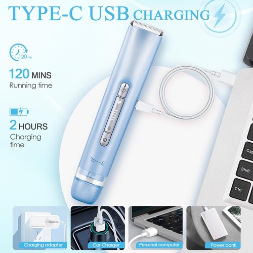 2 in 1 Bikini Trimmer for Women Dual Head Electric Razors IPX7 Waterproof Wet & Dry Use, Electric Shaver for Women Private Area Facial Body Underarm Leg Arm Hair Remover for Pubic Hair