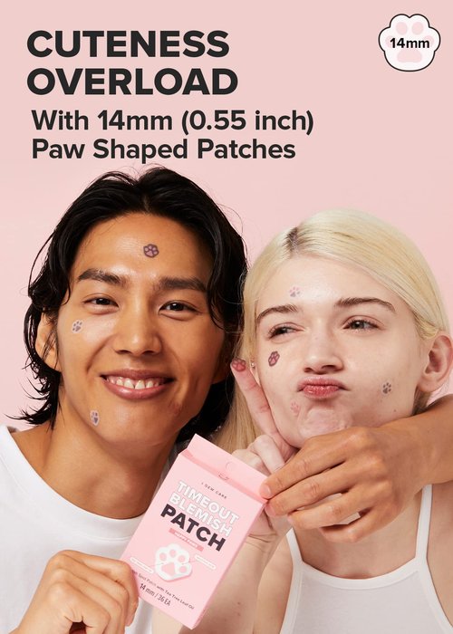 I Dew Care Hydrocolloid Acne Pimple Patch - Timeout Blemish Happy Paws | 36 Count (14mm) + Face Serum - Juicy Kitten | Purifying Power-Green Korean Skincare with Niacinamide, 1.01 Fl Oz Bundle