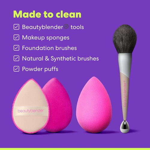 Beautyblender Blendercleanser Tool Scrub Solid Cleanser – Lavender Makeup Sponge & Brush Cleansing Bar – Hand, Sponge, and Brush Cleanser, Removes Makeup & Buildup, Travel-Friendly, 1 oz
