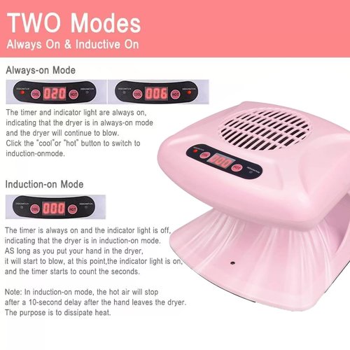 GGAIFbp Nail Dryer for Regular Polish 300W 2 in 1 Nail Drying Fan with Auto Sensor Hot and Cold Air Professional Nail Dryer for Manicure Salon and Daily Home Use(Pink)
