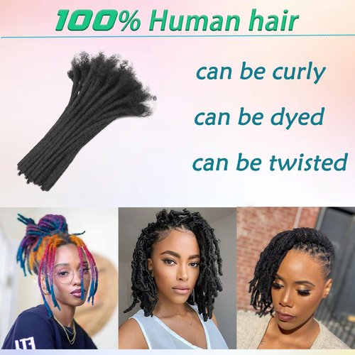 Luckroce Loc Extension Human Hair 6 inch 0.2cm Width 100% Permanent Huamn Hair Dreadlocks Extension Can Be Dyed Bleached Curled Handmade loc Extension for Men Women (30 Strands Natual Black)