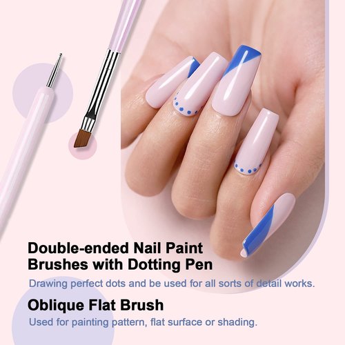 RARJSM Gel Liner Nail Art, Cotton Candy Collection Painting Gel Nail Art Polish Set Wire Drawing Gel for Nail Adesign Nail Art Brushes Set 6 Pcs Nail Art Design Pen Painting Tools