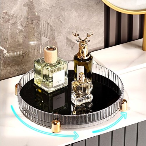 Makeup Perfume Organizer, 360° Rotating Skincare Organizer, Vanity Tray, Spinning Cosmetics Organizer for Dresser, Vanity, Bathroom Countertop, Clear