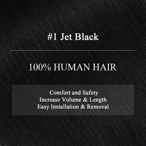 Human Hair Extensions Jet Black Clip in Hair Extensions Real Human Hair 85g Clip in Extension for Women 7Pcs 16 Inch Silky Straight Remy Human Hair #1 Clip ins