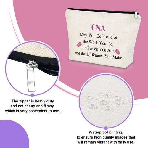 Sazuwu CNA Gifts Thank You Gifts for Nurse Makeup Bag Nursing Assistant Gift Graduation Gift for CNA Cosmetic Bag Appreciation Gifts CNA Week Gifts Retirement Birthday Gift Cosmetic Travel Pouch