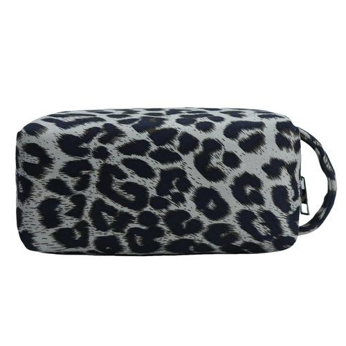 Makeup Bag For Women - Soft and Warm Material Cosmetic Bags Leopard Print Design Ladies Tote Bag,Women's Pencil Case Makeup Organizer with Zipper for women travel essentials (White)