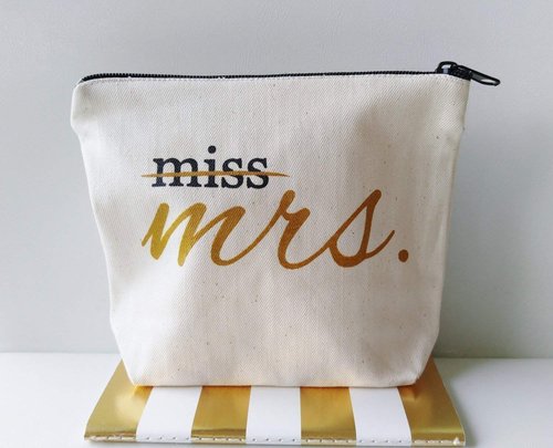 Miss to Mrs Canvas Makeup Bag Bride Gift Make Up Pouch Cosmetic Pouch Bag Bride To Be Bridal Shower Gift