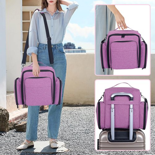 BAOMANYUHA Large Makeup Bag Cosmetic Case Organizer with 3 Inner Removable Pouches Multifunctional Travel Train Storage,Purple