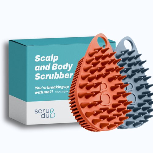 Scrub-dub™ - Premium Antimicrobial Scalp and Body Scrubber | Face Exfoliator and Scalp Scrubber for Dandruff | Loofah and Exfoliating Washcloth Replacement | Made in The USA (2-Pack)