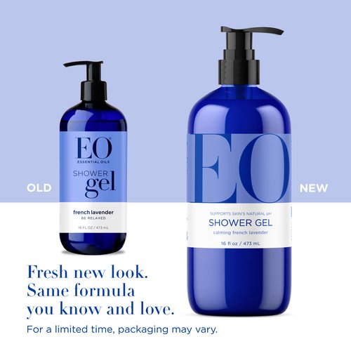 EO Shower Gel Body Wash, 16 Ounce (Pack of 2), Lavender, Organic Plant-Based Skin Conditioning Cleanser with Pure Essentials Oils