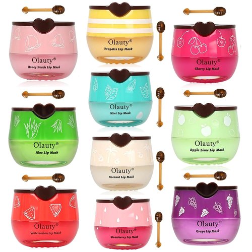 10 PCS Bee Lip Balm Honey Pot, Honey Lip Mask Bulk, Moisturizing Lip Sleeping Mask Hydrating Prevention Dry & Cracked Lip, Reduce Lip Lines and Wrinkles