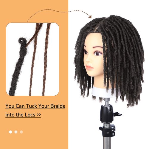 WIGNEE Crochet Hair 120 Strands Faux Locs 8 Inches Soft Locs Pre-Twisted Locs 6 Packs Pre-Looped Crochet Hair for Black Women(8 Inch,1B)